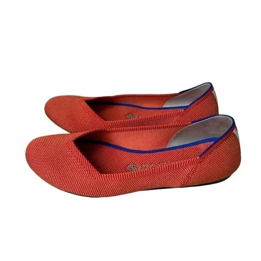 Rothy's Persimmon Marina Stripe Retired Women’s Round Toe Flats SZ 7.5